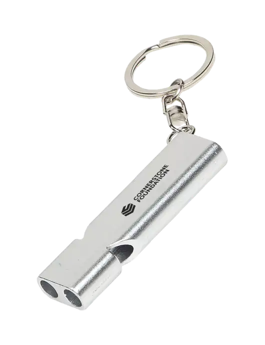Quick Alert Silver Safety Whistle w/Cornerstone Foundation logo