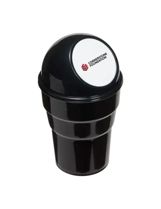 Black Car Cup Holder Trash Can w/Cornerstone Foundation logo