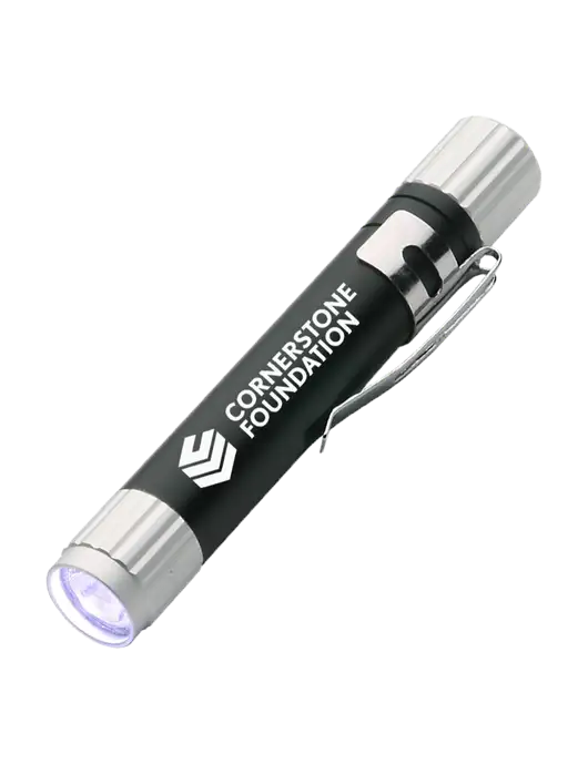Black Aluminum LED Penlight w/Cornerstone Foundation logo