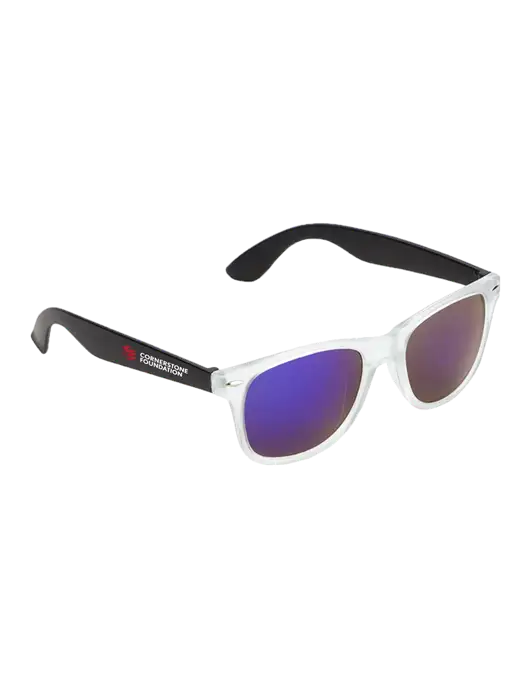 Key West Black Mirrored Sunglasses w/Cornerstone Foundation logo