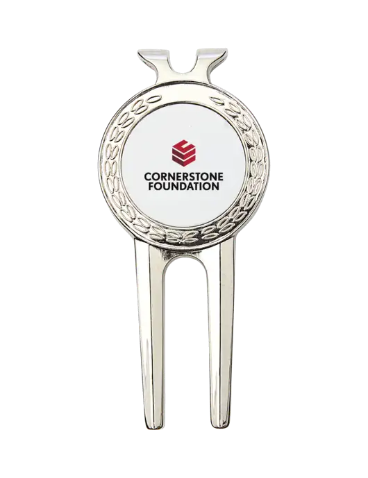 Silver Divot Tool, 1.5 x 3 w/Cornerstone Foundation Logo