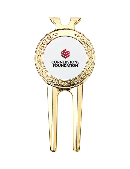 Gold Divot Tool, 1.5 x 3 w/Cornerstone Foundation Logo