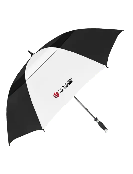 Black/White Vented Typhoon Tamer Golf Umbrella w/Cornerstone Foundation logo