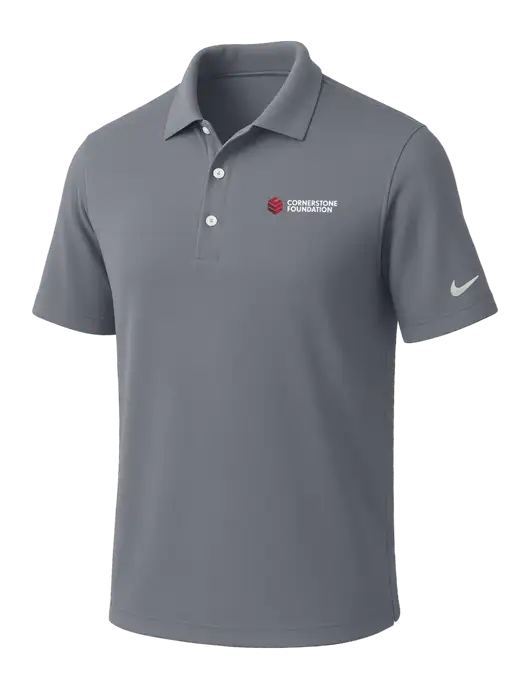 NIKE Medium Grey Dri-Fit Micro Pique Polo w/Cornerstone Foundation logo