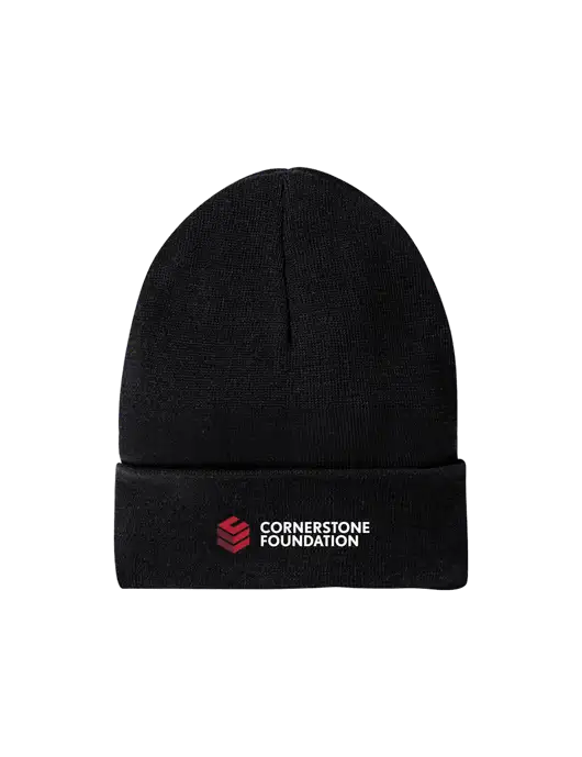 Recycled Black Beanie w/Cornerstone Foundation logo