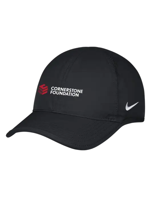 Nike Black Featherlight Cap w/Cornerstone Foundation logo