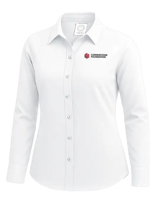 Brooks Brothers Womens White Wrinkle-Free Stretch Nailhead Shirt w/Cornerstone Foundation logo