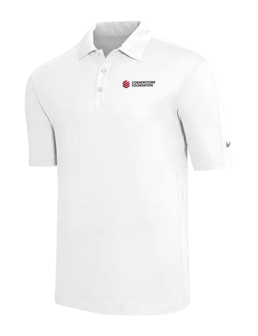 Nike White Tech Sport Dri-FIT Polo w/Cornerstone Foundation logo