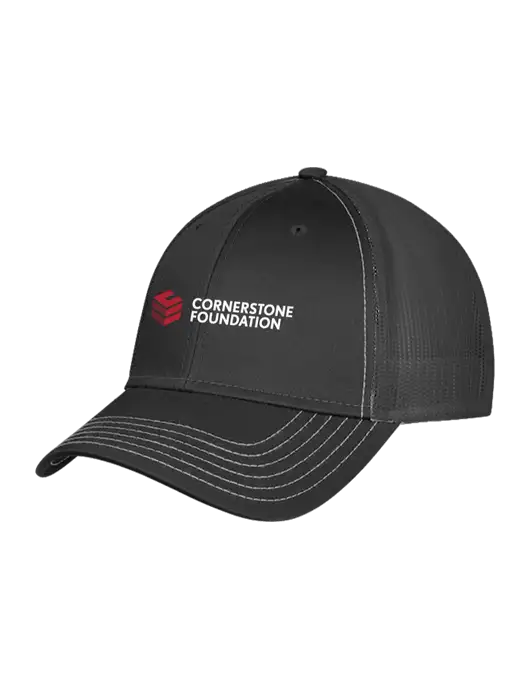 Charcoal Grey Mesh Trucker Cap Snap Back w/Cornerstone Foundation logo