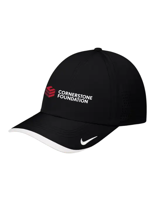 Nike Black/White Dri-FIT Perforated Performance Cap w/Cornerstone Foundation logo