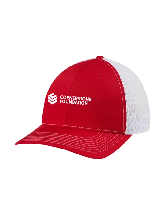 Richardson Adjustable Snapback Original 112 Trucker Cap Red w/White Mesh w/Cornerstone Foundation logo