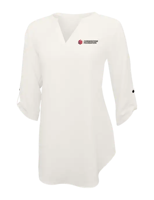 Ivory Womens 3/4 Sleeve Tunic Blouse w/Cornerstone Foundation logo