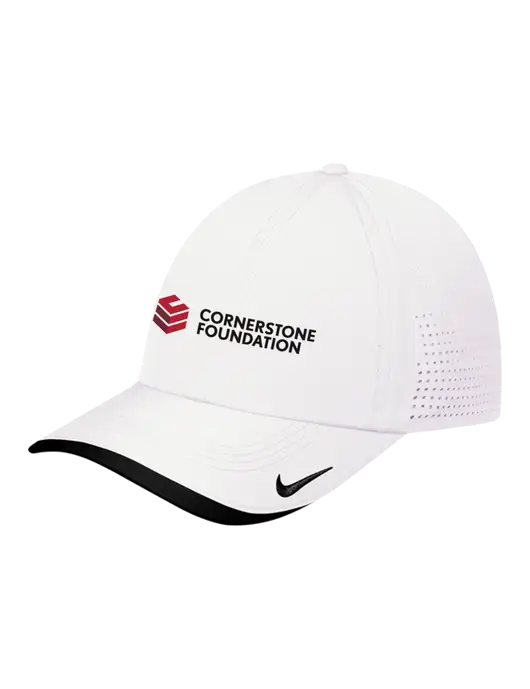 Nike White/Black Dri-FIT Perforated Performance Cap w/Cornerstone Foundation logo