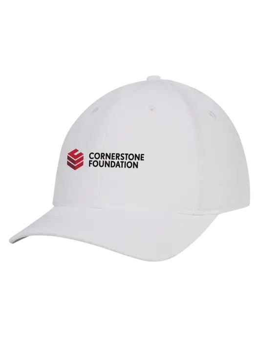 White Nylon Twill Performance Cap w/Cornerstone Foundation logo