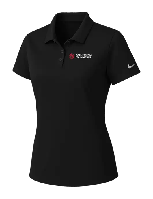 Nike Womens Black Dry Essential Solid Polo w/Cornerstone Foundation logo