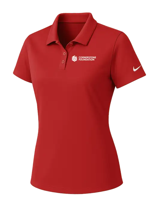 Nike Womens Red Dry Essential Solid Polo w/Cornerstone Foundation logo