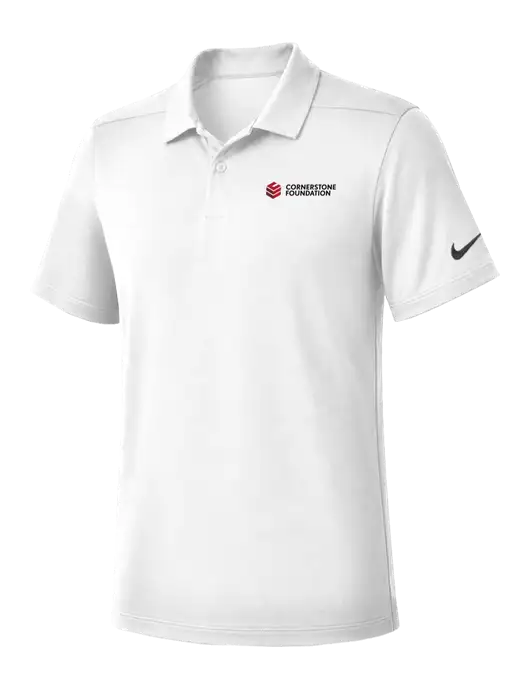 Nike White Dry Essential Solid Polo w/Cornerstone Foundation logo