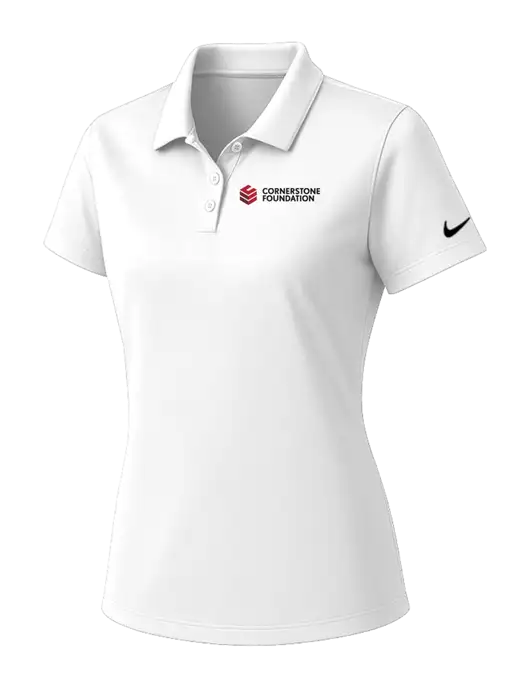 Nike Womens White Dry Essential Solid Polo w/Cornerstone Foundation logo