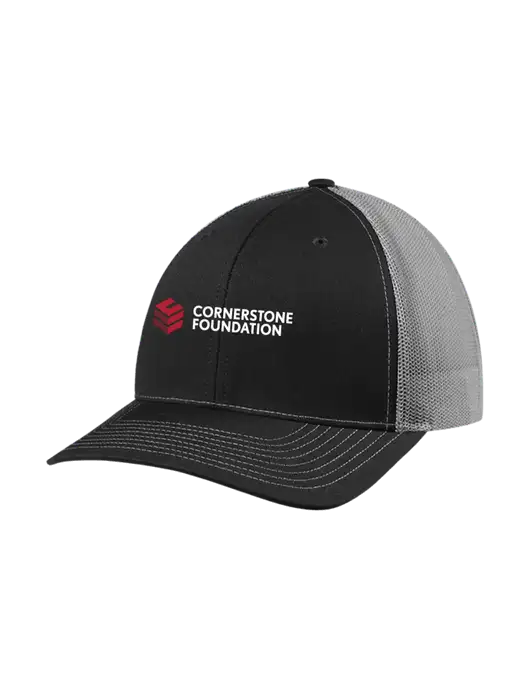 Richardson Adjustable Snapback Original 112 Trucker Cap Black w/Charcoal Mesh w/Cornerstone Foundation logo