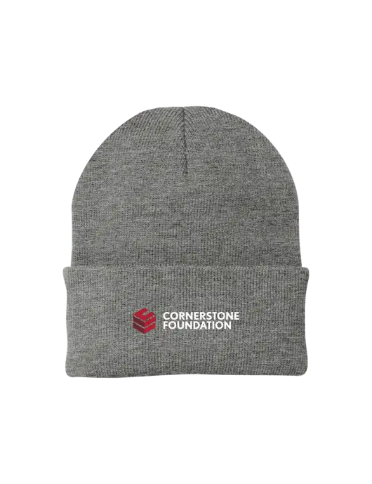 Medium Grey Heather Knit Cap w/Cornerstone Foundation logo