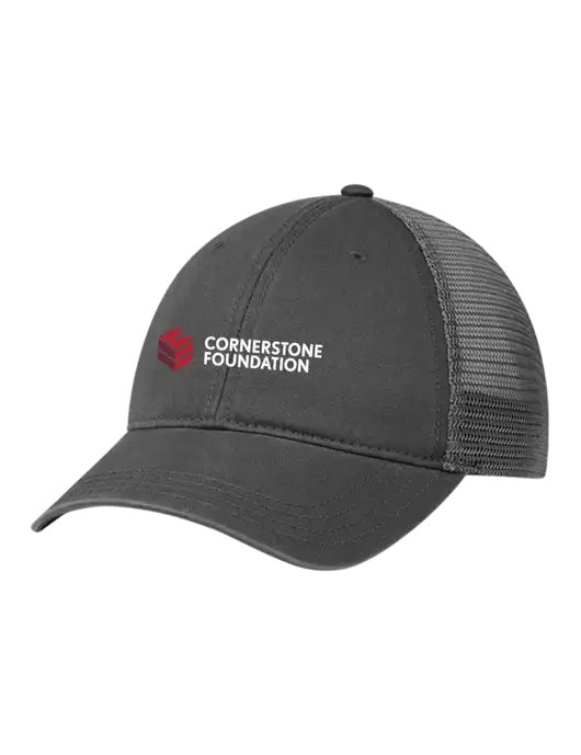 Richardson 111 Garment Washed Trucker Cap Charcoal w/Charcoal Mesh w/Cornerstone Foundation logo