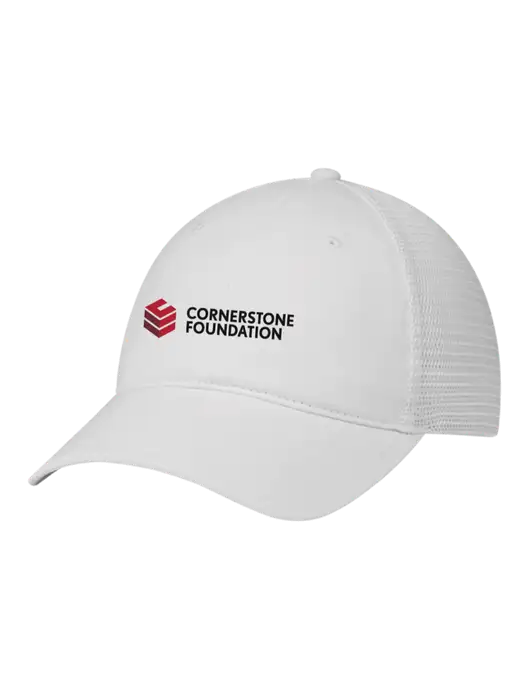 Richardson 111 Garment Washed Trucker Cap White w/White Mesh w/Cornerstone Foundation logo