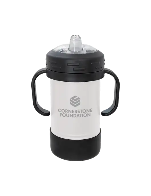 Polar Camel 10 oz Powder Coated White Sippy Cup w/Cornerstone Foundation Logo