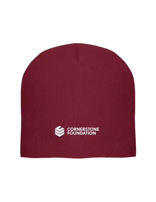 Solid Cardinal Element Knit Beanie w/Cornerstone Foundation logo
