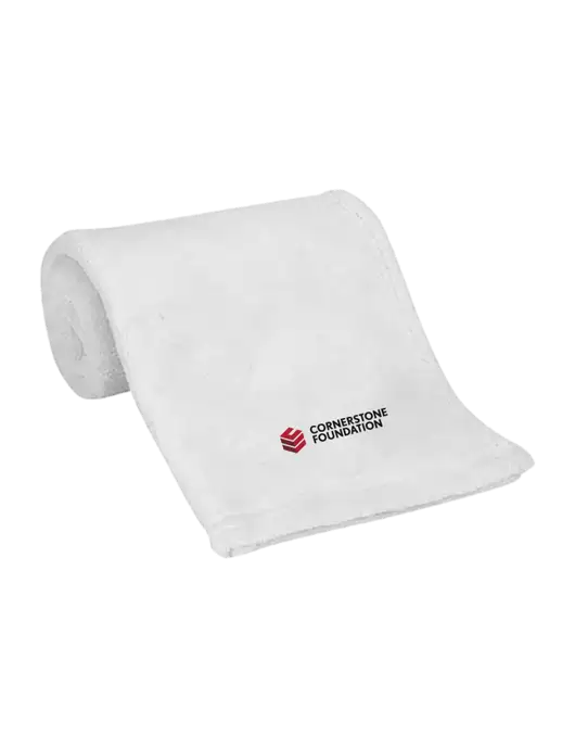 White Alpine Fleece Mink Touch Luxury Baby Blanket  w/Cornerstone Foundation logo