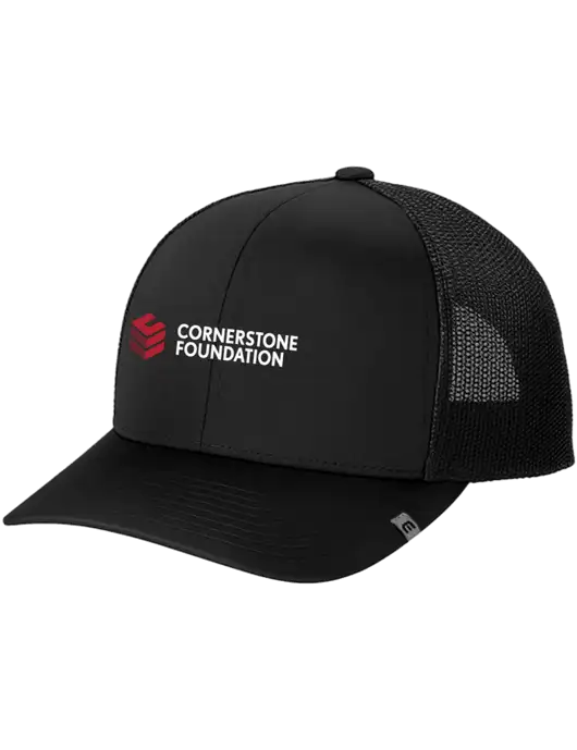 TravisMathew Black Cruz Trucker Cap w/Cornerstone Foundation logo
