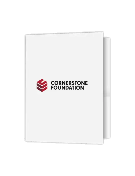White Presentation Folder with Dual Pockets w/Cornerstone Foundation logo