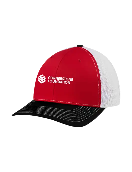 Richardson Adjustable Snapback Original 112 Trucker Cap Black/Red/White Mesh w/Cornerstone Foundation logo