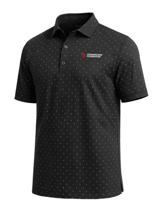 Callaway Micro Chev Black Print Polo w/Cornerstone Foundation logo