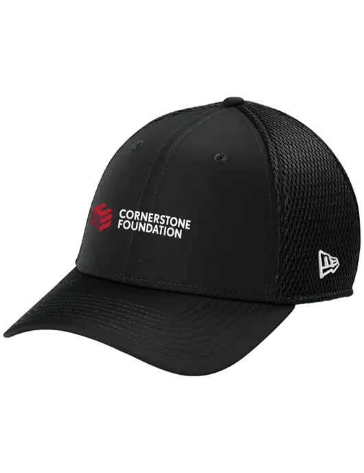 New Era 39THIRTY Performance Stretch Black Mesh Cap w/Cornerstone Foundation logo