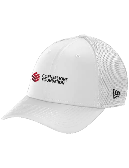 New Era 39THIRTY Performance Stretch White Mesh Cap w/Cornerstone Foundation logo