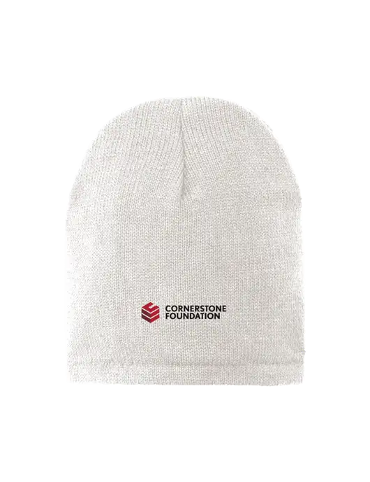 White Fleece-Lined Beanie Cap w/Cornerstone Foundation logo