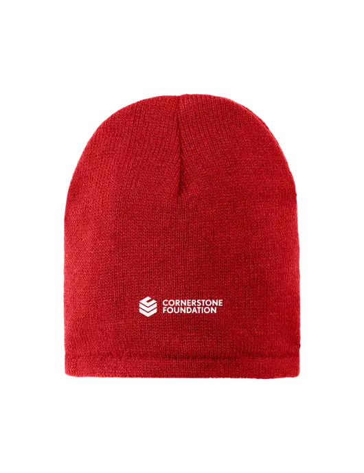 Red Fleece-Lined Beanie Cap w/Cornerstone Foundation logo