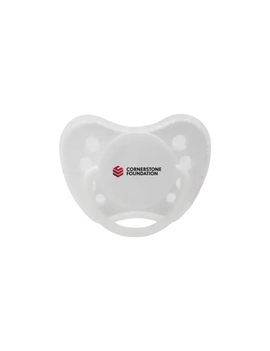 Silicone White Pacifier with Clear Cover w/Cornerstone Foundation logo