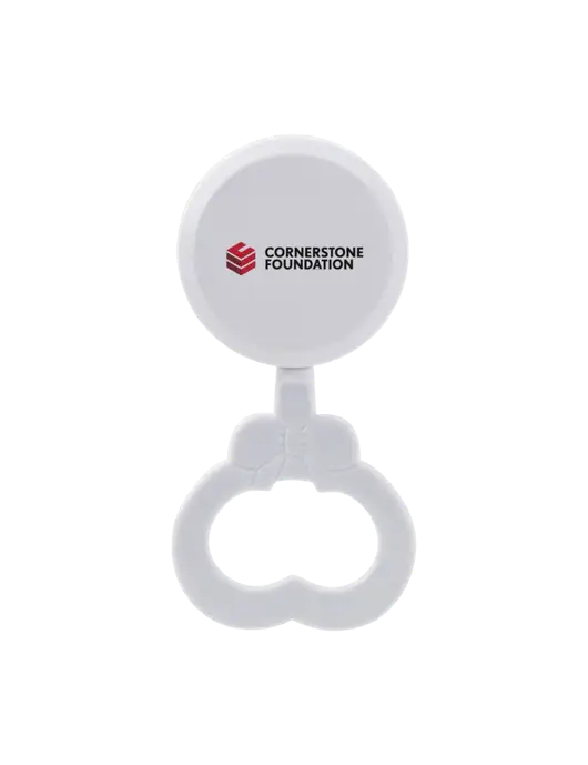 White Baby Rattle w/Cornerstone Foundation logo