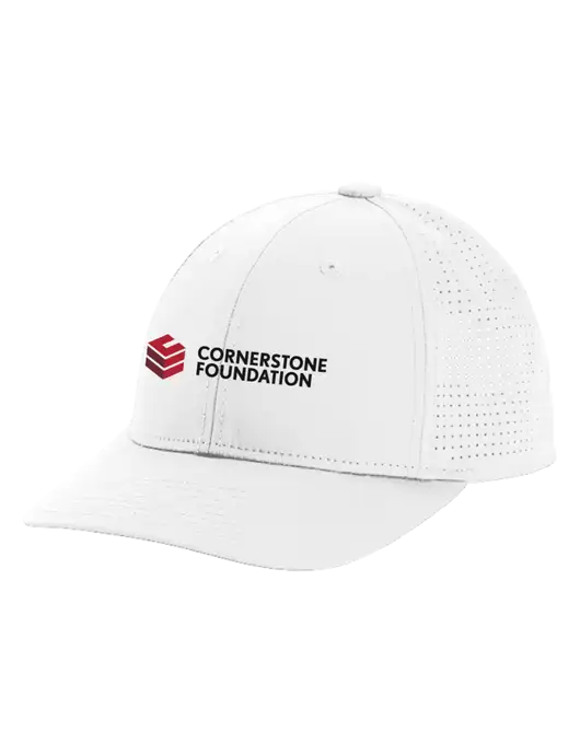 Pro-Cut Structured Snapback with Pinhole Mesh White Cap w/Cornerstone Foundation logo